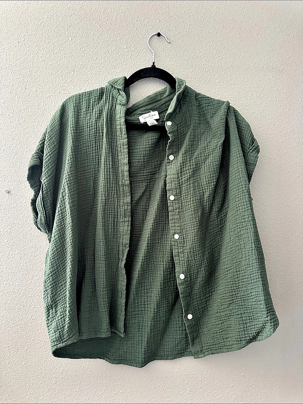 Jessica Simpson  Cotton Button Down Shirt in Green XL Like New